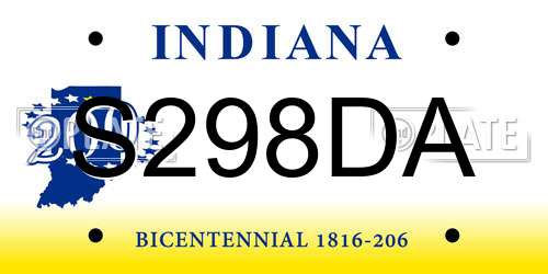S298DA Indiana License Plate