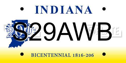 S29AWB Indiana License Plate