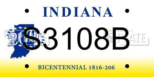 S3108B Indiana License Plate