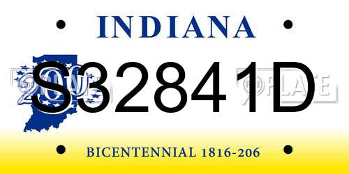 S32841D Indiana License Plate