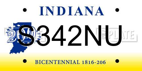 S342NU Indiana License Plate