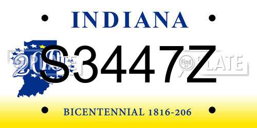 S3447Z Indiana License Plate