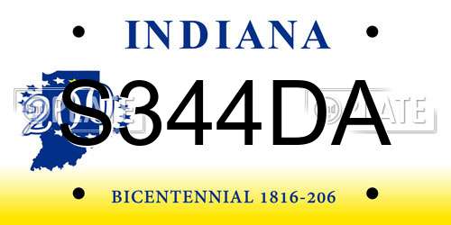 S344DA Indiana License Plate
