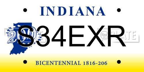 S34EXR Indiana License Plate