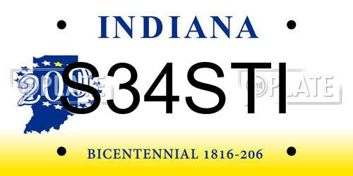 S34STI Indiana License Plate
