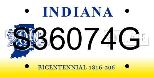 S36074G Indiana License Plate