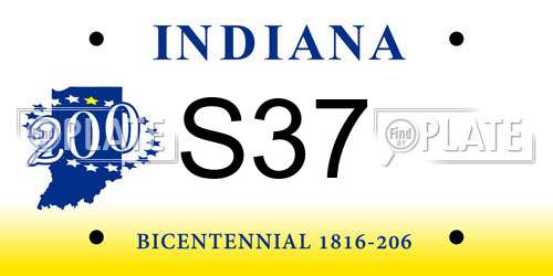 S37 Indiana License Plate