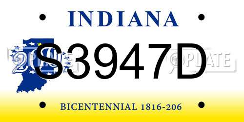 S3947D Indiana License Plate
