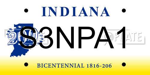 S3NPA1 Indiana License Plate