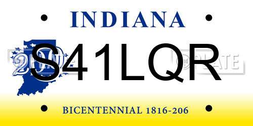 S41LQR Indiana License Plate