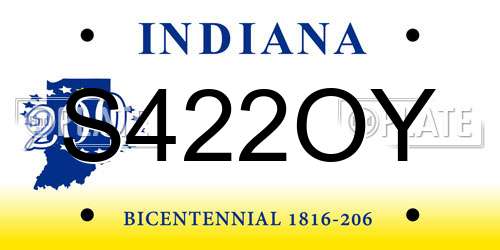 S422OY Indiana License Plate