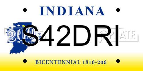 S42DRI Indiana License Plate