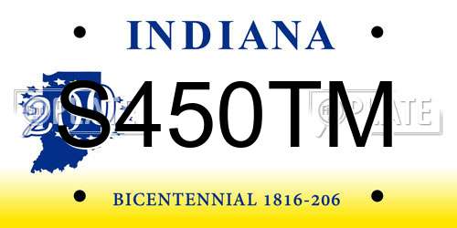 S450TM Indiana License Plate