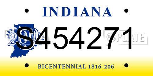 S454271 Indiana License Plate