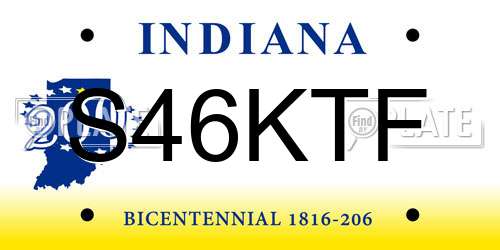 S46KTF Indiana License Plate