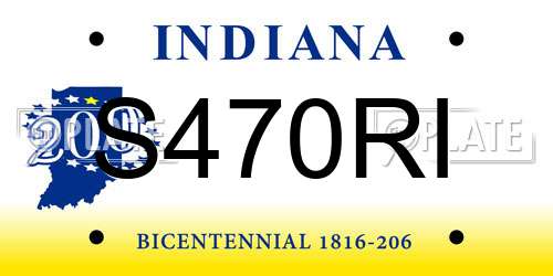 S470RI Indiana License Plate