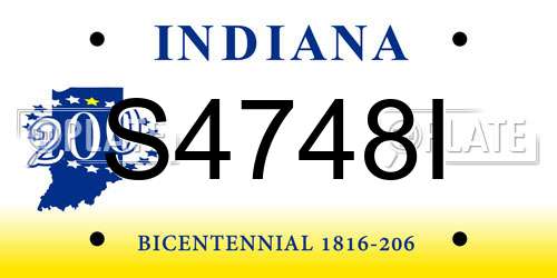 S4748I Indiana License Plate