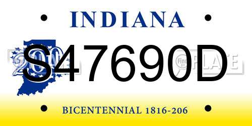 S47690D Indiana License Plate
