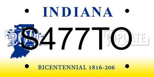 S477TO Indiana License Plate