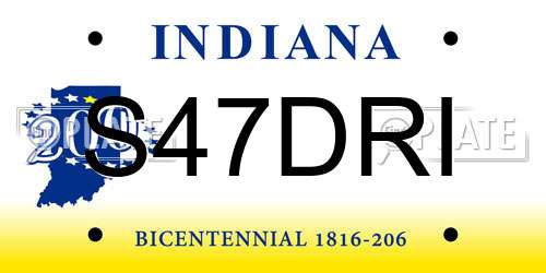 S47DRI Indiana License Plate