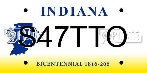S47TTO Indiana License Plate