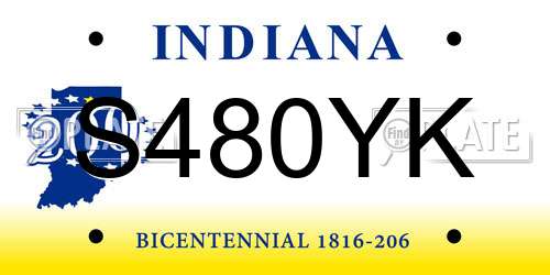 S480YK Indiana License Plate
