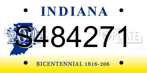 S484271 Indiana License Plate