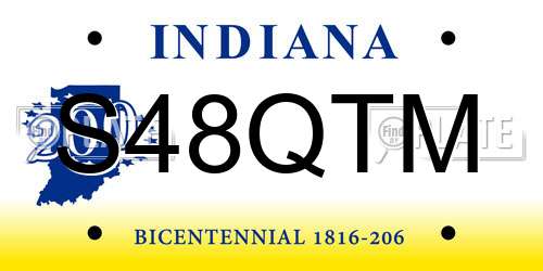 S48QTM Indiana License Plate