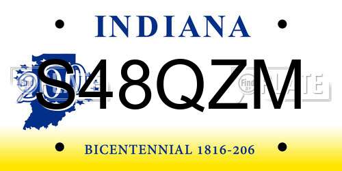 S48QZM Indiana License Plate