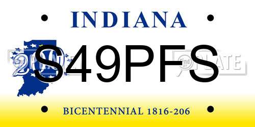 S49PFS Indiana License Plate