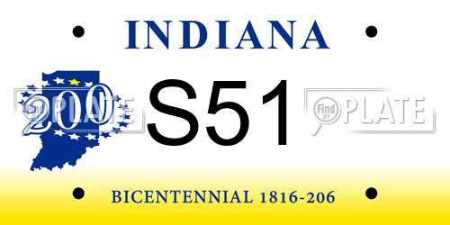 S51 Indiana License Plate