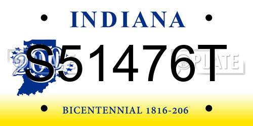 S51476T Indiana License Plate