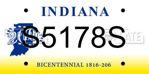S5178S Indiana License Plate