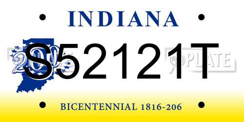 S52121T Indiana License Plate