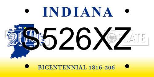 S526XZ Indiana License Plate