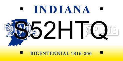 S52HTQ Indiana License Plate