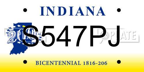 S547PJ Indiana License Plate