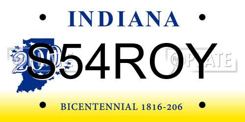 S54ROY Indiana License Plate