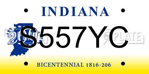 S557YC Indiana License Plate