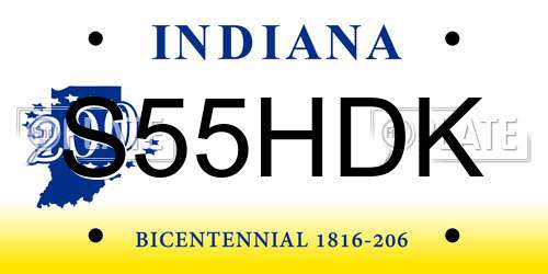 S55HDK Indiana License Plate