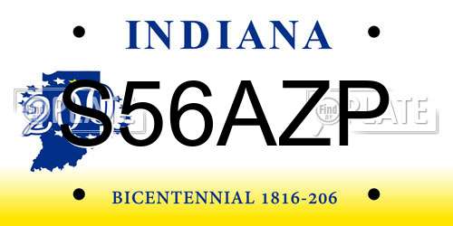 S56AZP Indiana License Plate