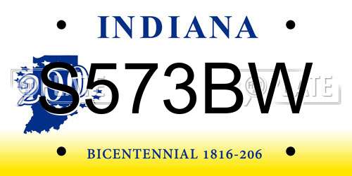 S573BW Indiana License Plate