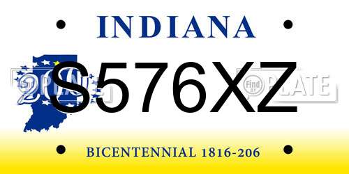 S576XZ Indiana License Plate