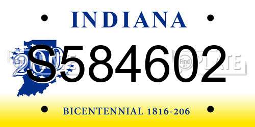 S584602 Indiana License Plate