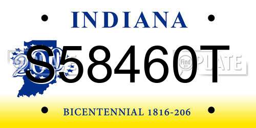 S58460T Indiana License Plate