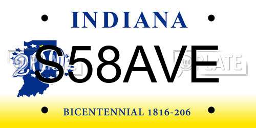 S58AVE Indiana License Plate