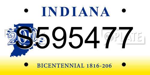 S595477 Indiana License Plate