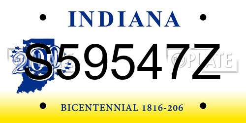 S59547Z Indiana License Plate