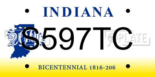 S597TC Indiana License Plate