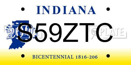 S59ZTC Indiana License Plate